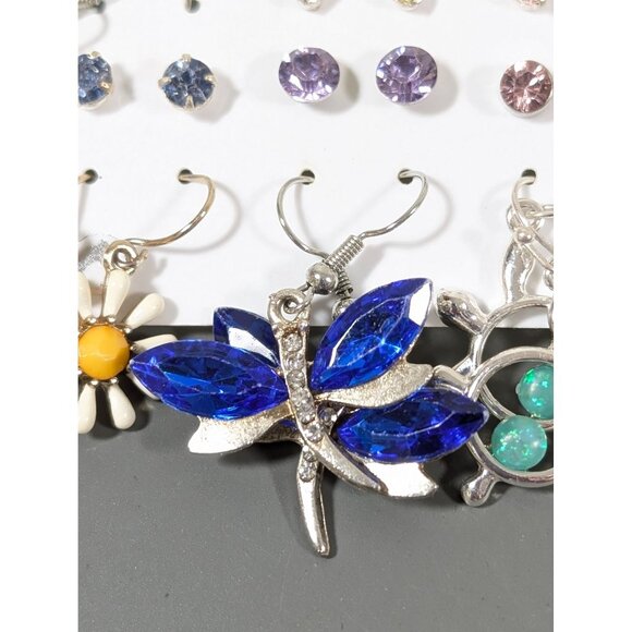 ICING Spring Flower Pot Dragonfly Turtle Earrings Set of 9 - Picture 3 of 6